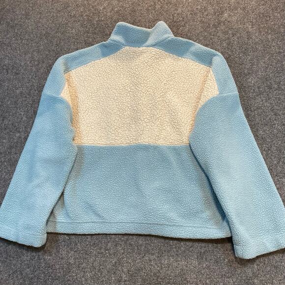 Columbia Fleece Sherpa Blue Colorblock Quarter Zip Pullover Jacket Women XXL 2XL - Picture 6 of 7